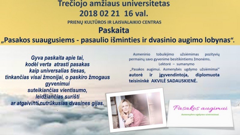 Paskaita Prienų trečiojo amžiaus universitete